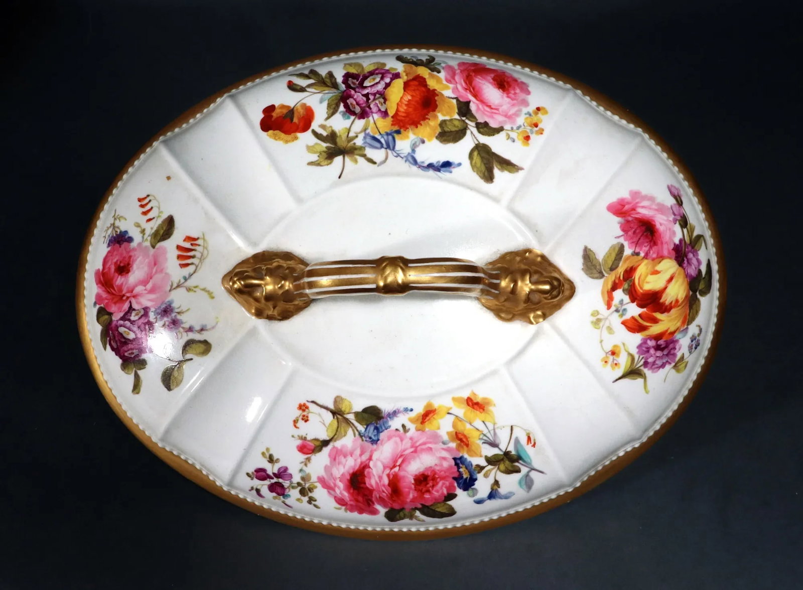Derby Porcelain Large Botanical Soup Tureen, Cover & Stand - 9