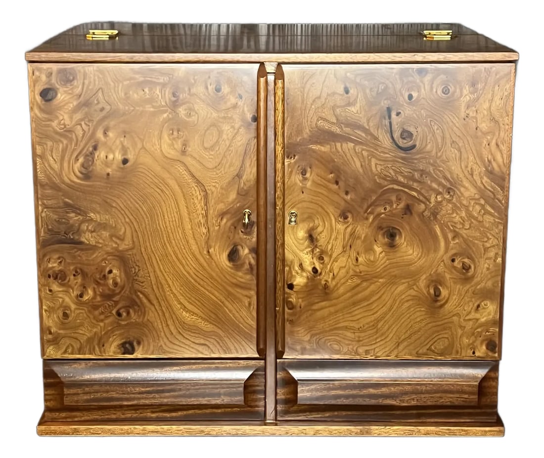 1990s Vintage Luxury Jewelry Case by Agresti of Florence, Italy, Hand-Crafted From Briarwood and Mah (1 of 12)
