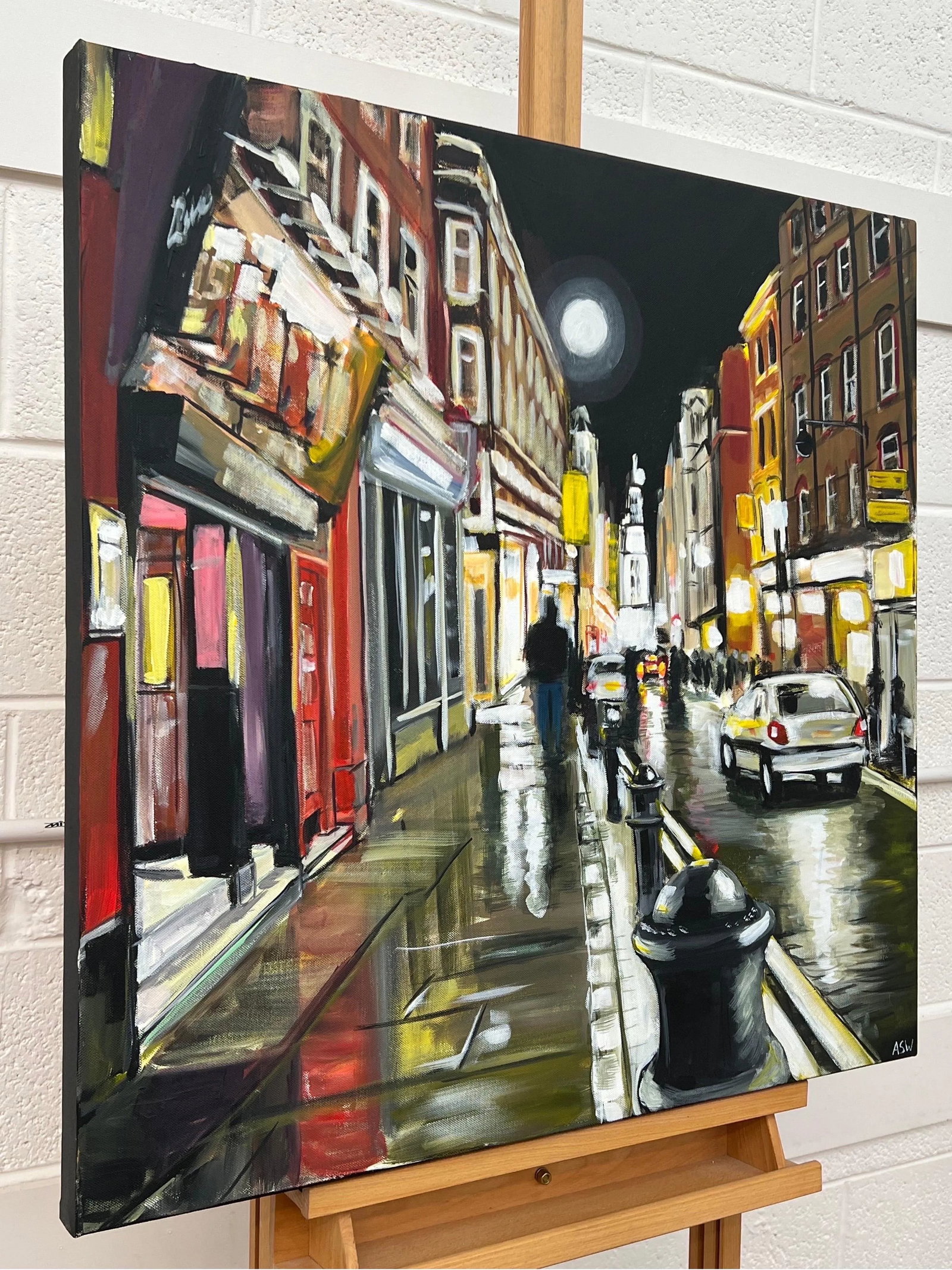 Modern Impressionist Painting of Soho London at Night - Unique Original Art by British Urban Landsca - 3
