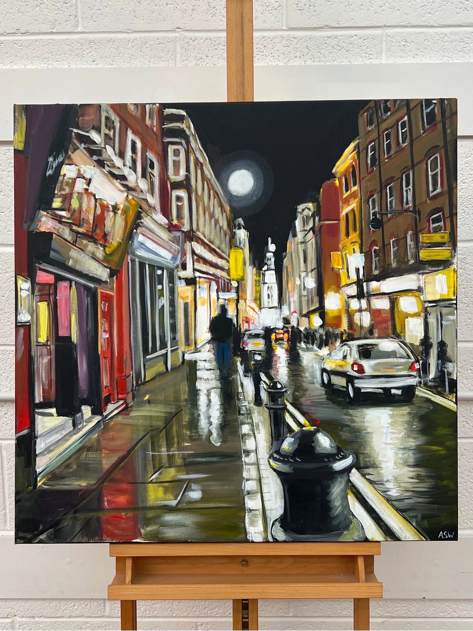 Modern Impressionist Painting of Soho London at Night - Unique Original Art by British Urban Landsca - 4
