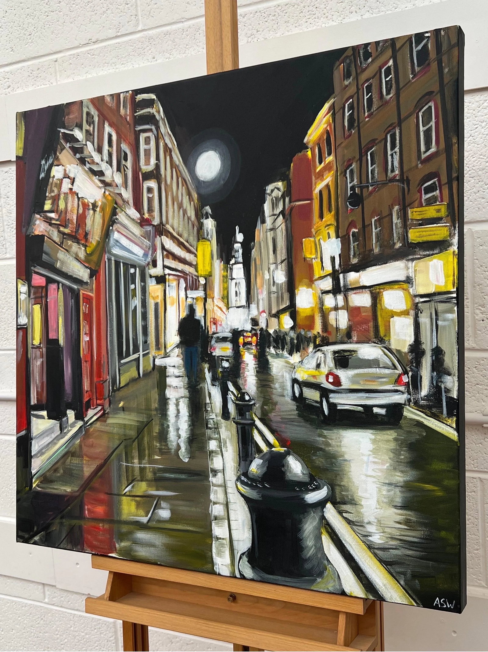 Modern Impressionist Painting of Soho London at Night - Unique Original Art by British Urban Landsca - 5