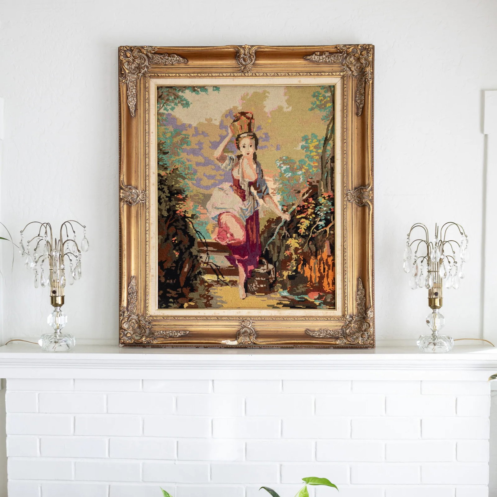 French Needlepoint Tapestry of Jean-Baptiste Huet's La Laitière the Milkmaid - 4