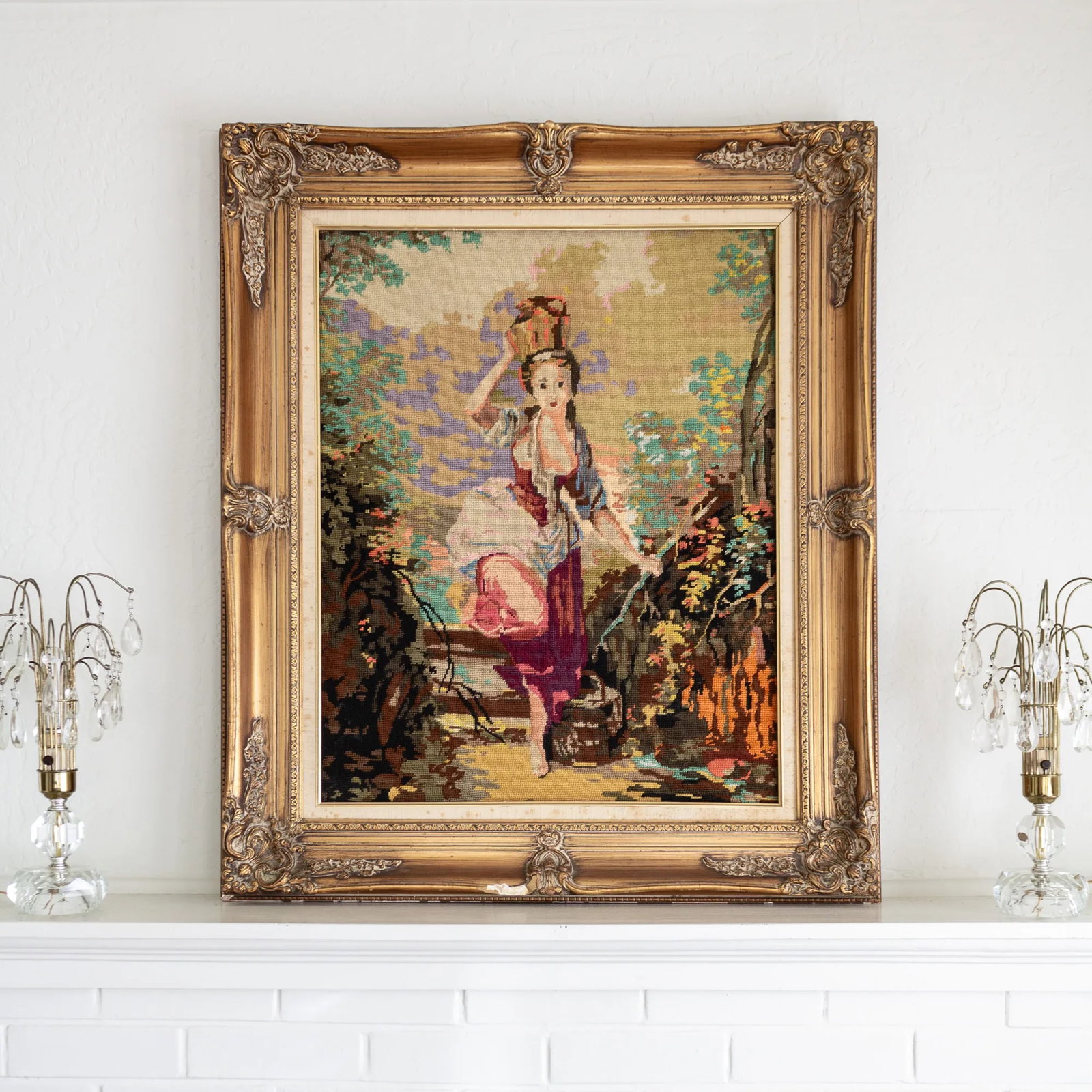 French Needlepoint Tapestry of Jean-Baptiste Huet's La Laitière the Milkmaid - 6