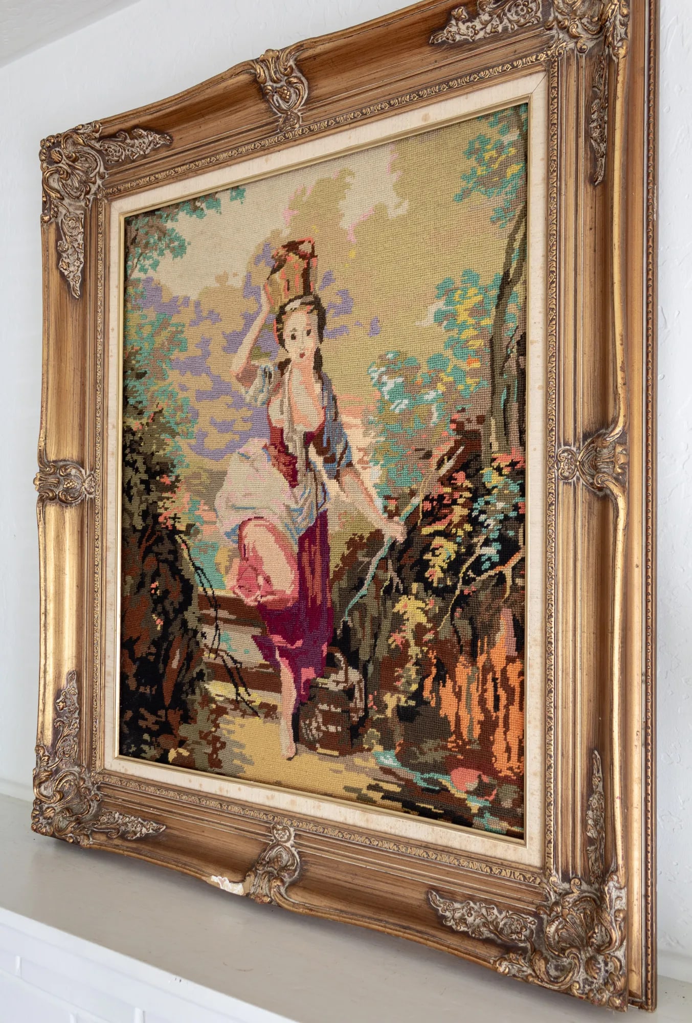 French Needlepoint Tapestry of Jean-Baptiste Huet's La Laitière the Milkmaid - 7
