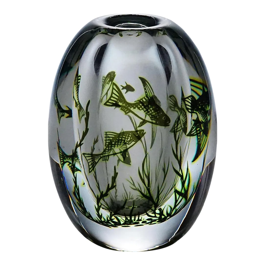 Vintage Fish Graal Vase by Edward Hald for Orrefors, Sweden 1963 (1 of 7)
