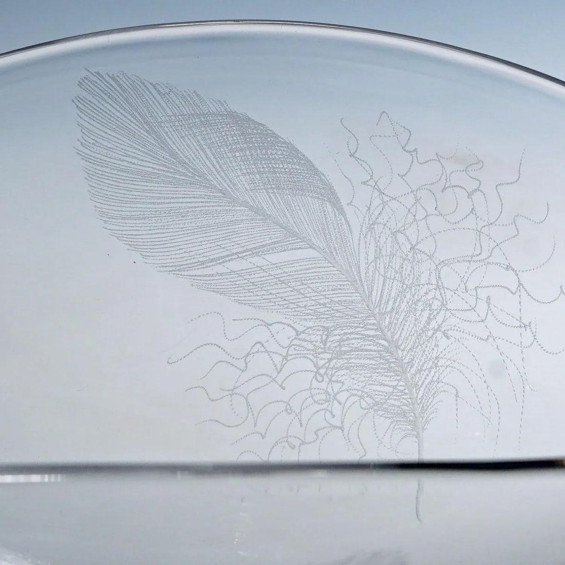 Footed Bowl With Feather Decoration by Vicke Lindstrand for Kosta 1950s - 6