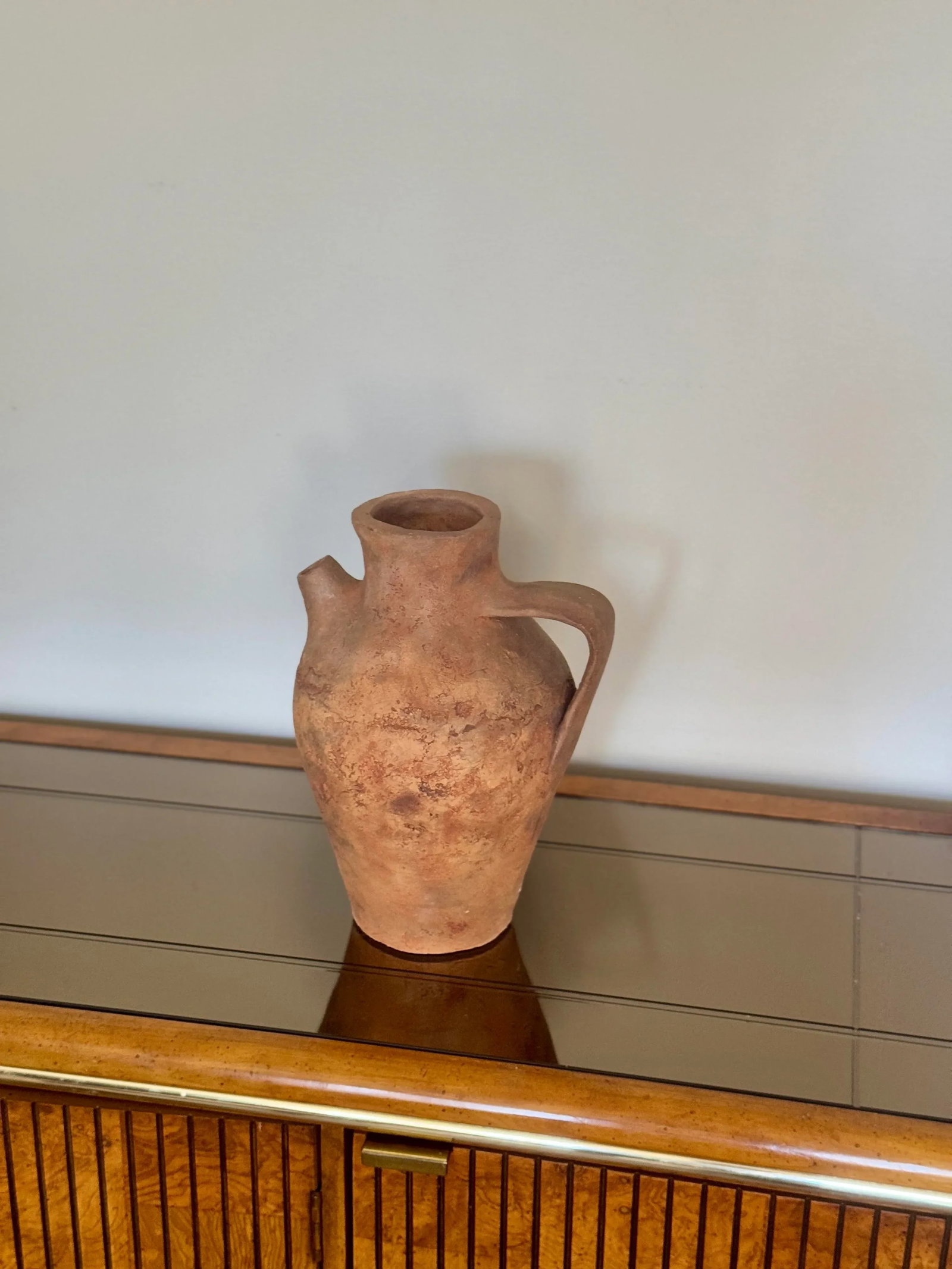 Vintage Primitive Clay Vessel Jug - 3