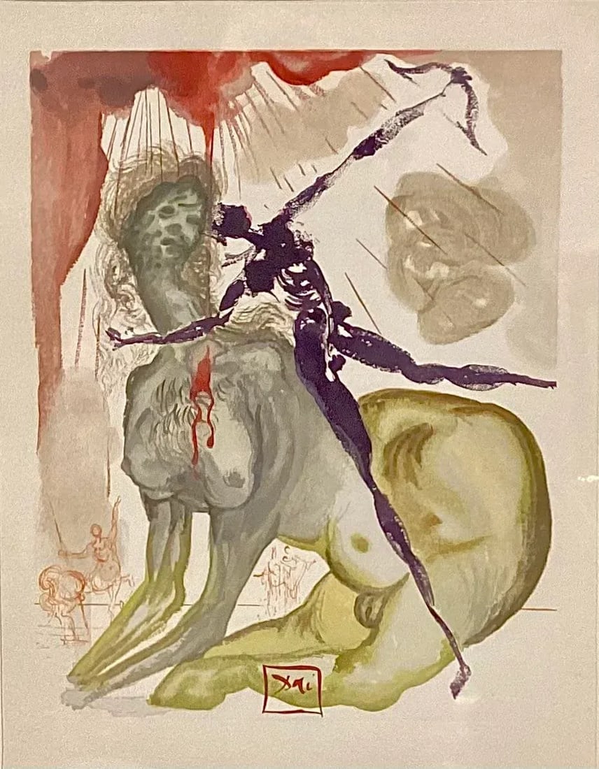 Signed Salvador Dali Surrealist Wood Cut Print - 2