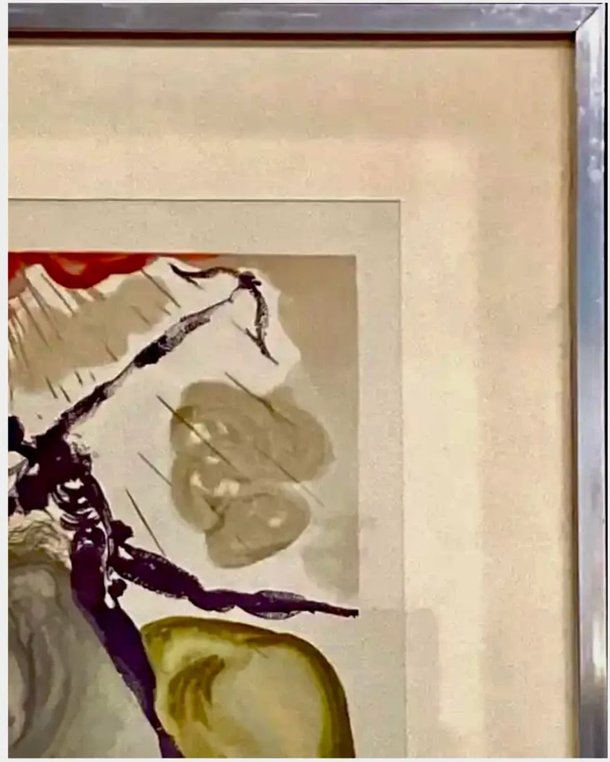 Signed Salvador Dali Surrealist Wood Cut Print - 3