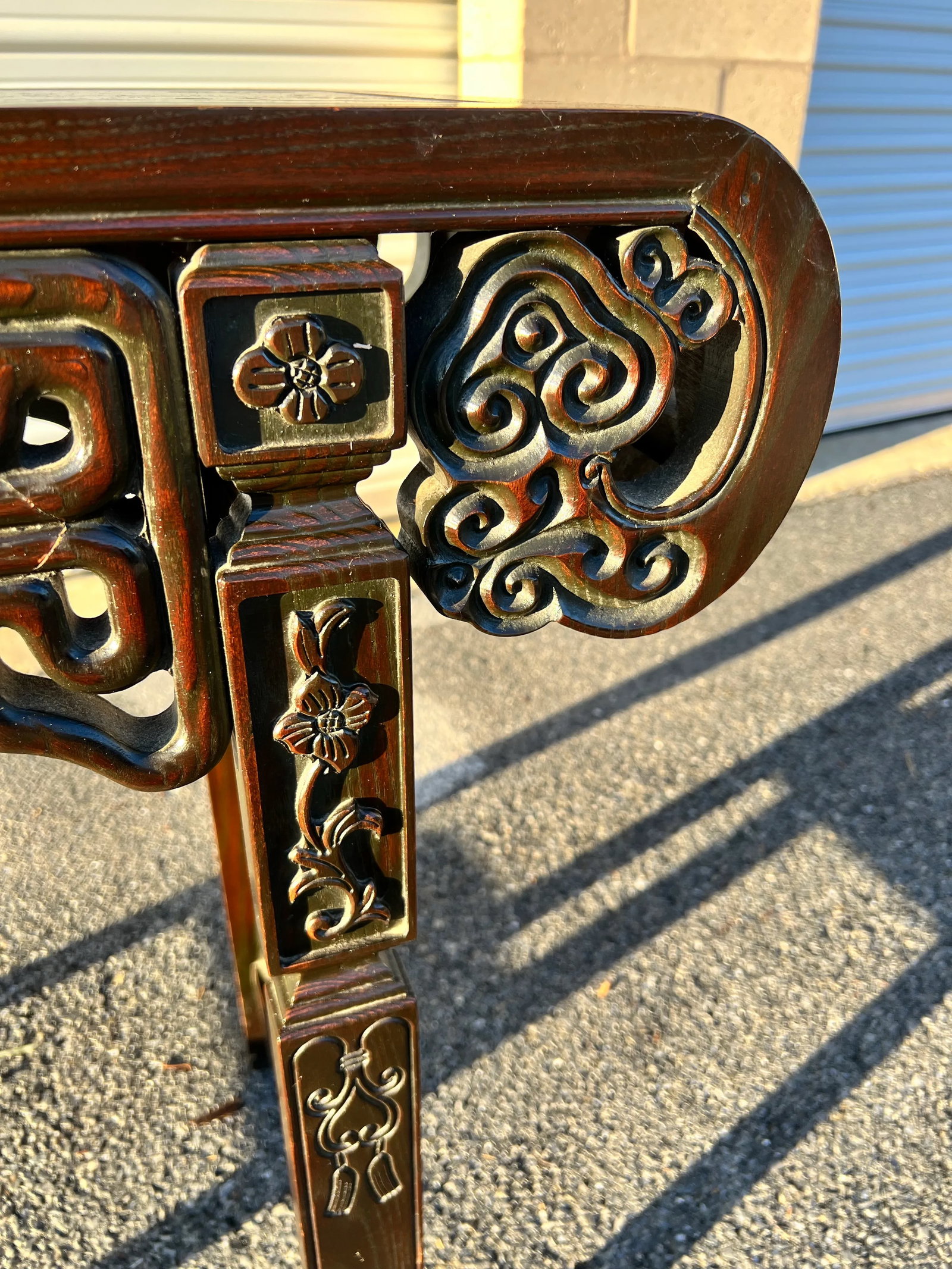 Vintage Ebony Finish Chinoiserie Style Console or Hall Table Circa 1970's - 3