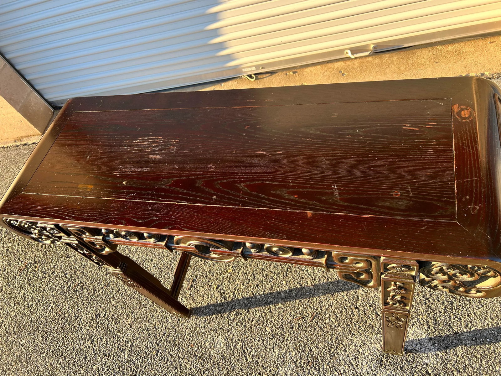 Vintage Ebony Finish Chinoiserie Style Console or Hall Table Circa 1970's - 4