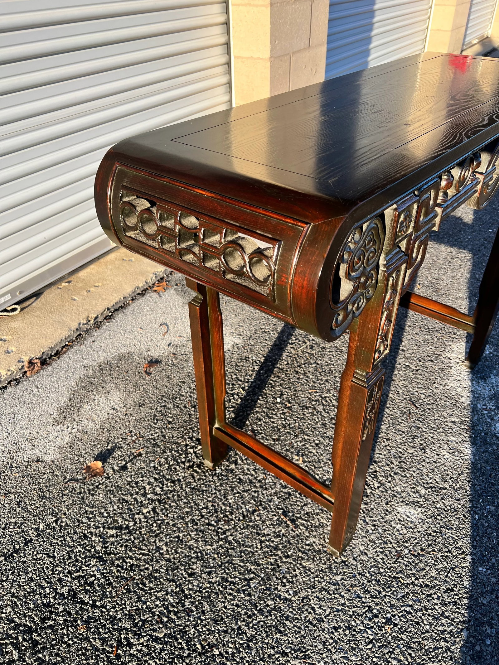 Vintage Ebony Finish Chinoiserie Style Console or Hall Table Circa 1970's - 6
