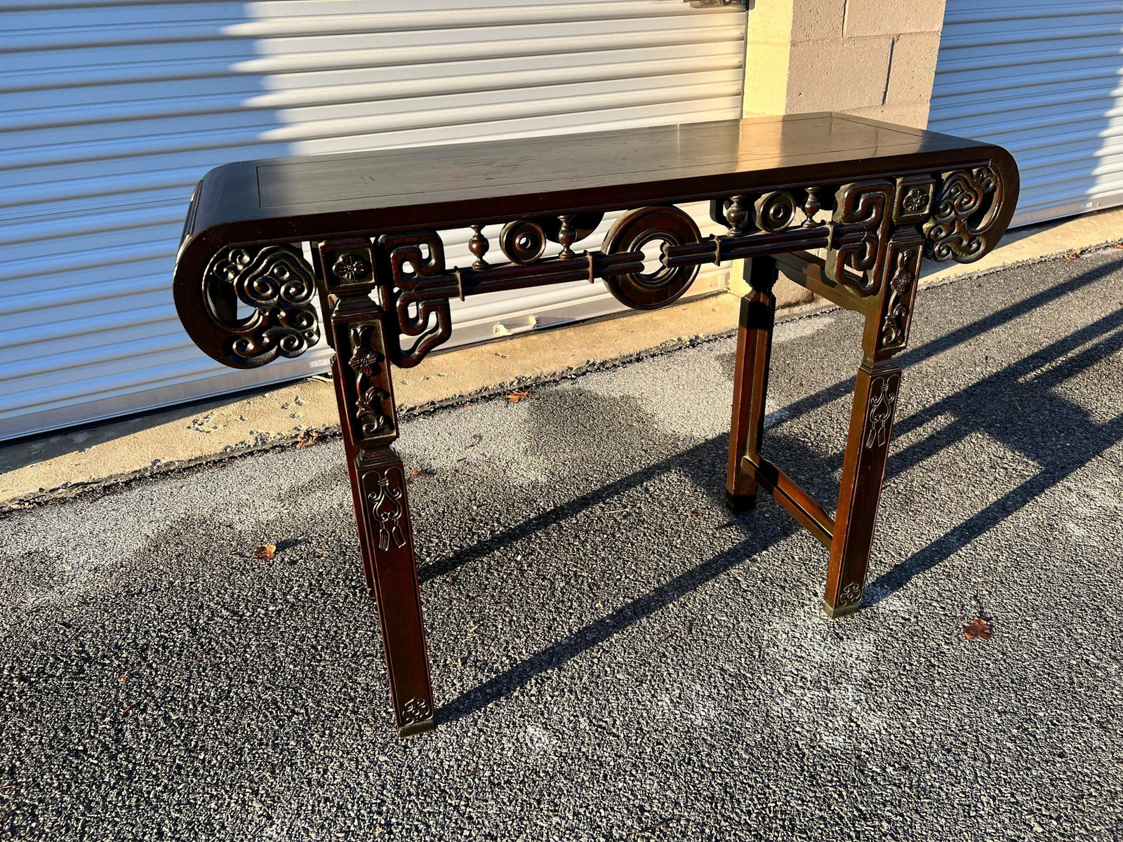 Vintage Ebony Finish Chinoiserie Style Console or Hall Table Circa 1970's - 8