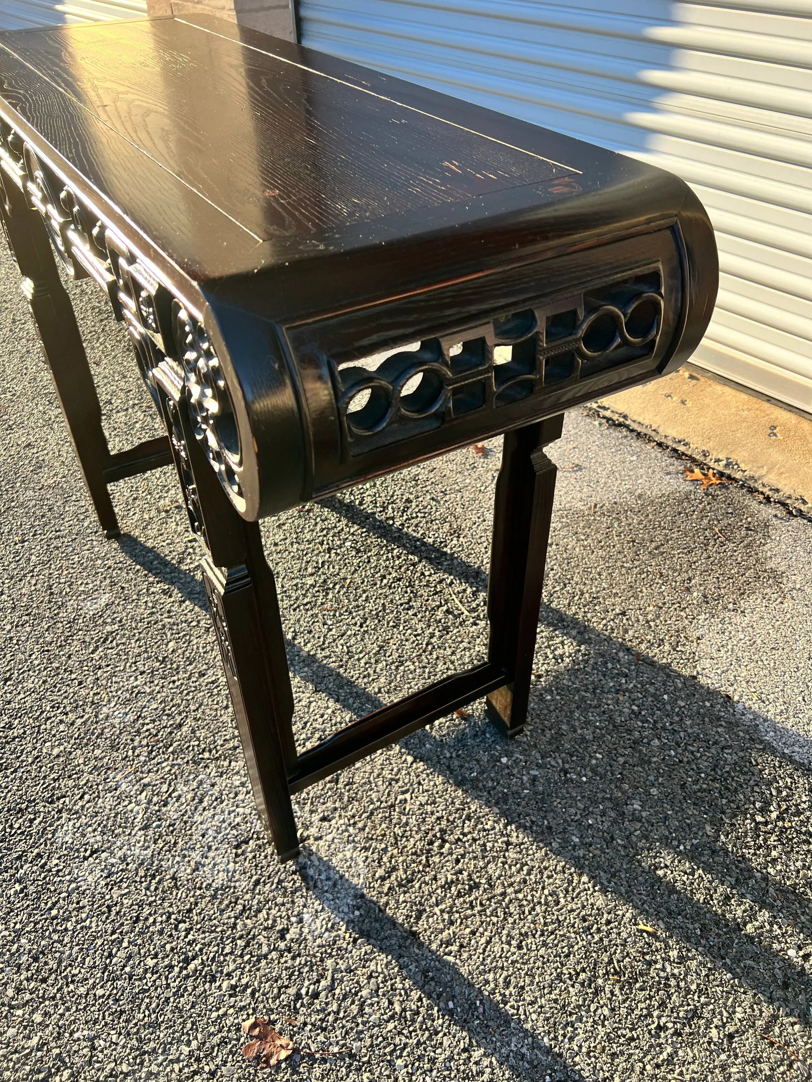 Vintage Ebony Finish Chinoiserie Style Console or Hall Table Circa 1970's - 9