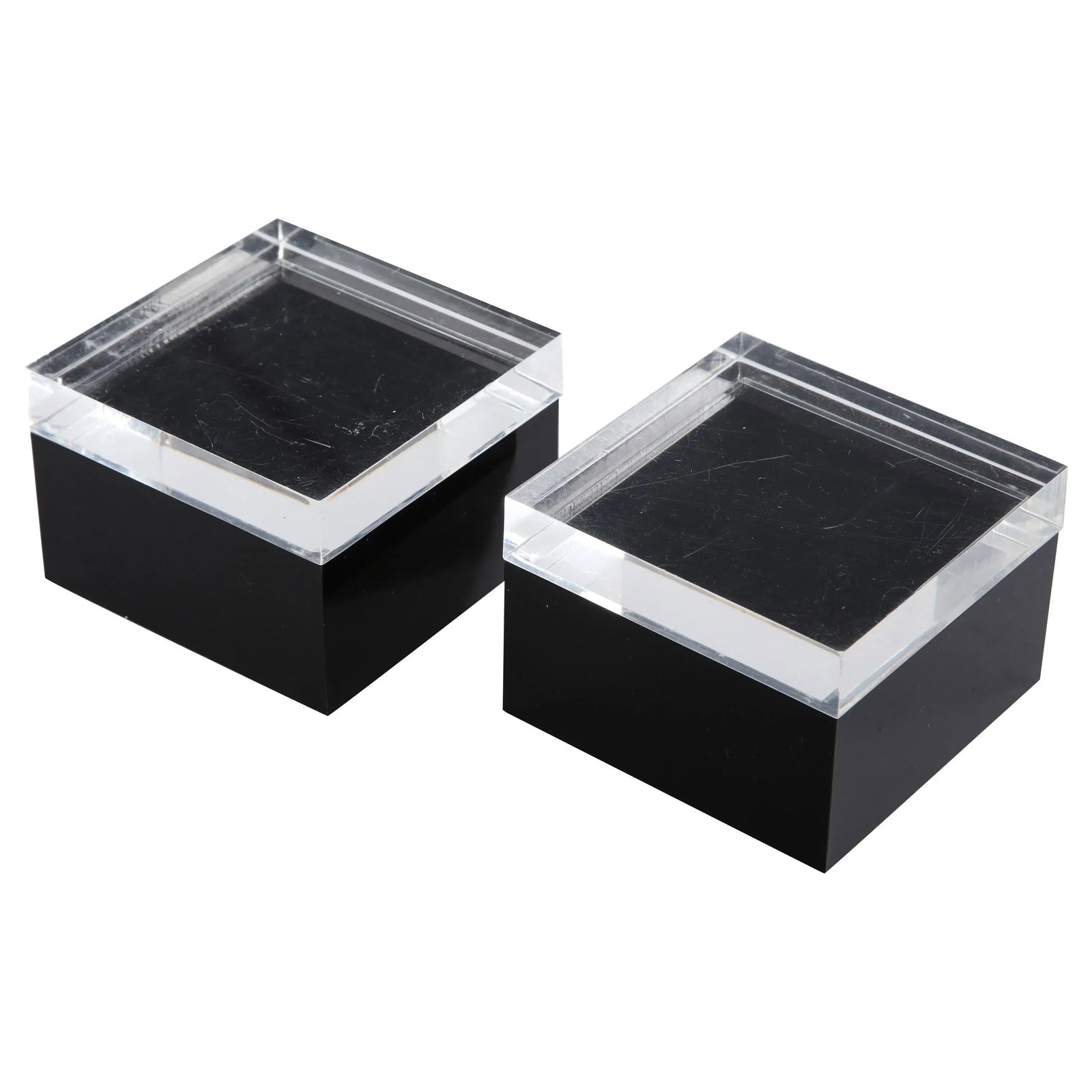 Pair of 1970s Albrizzi Black and Clear Lucite Boxes - 10