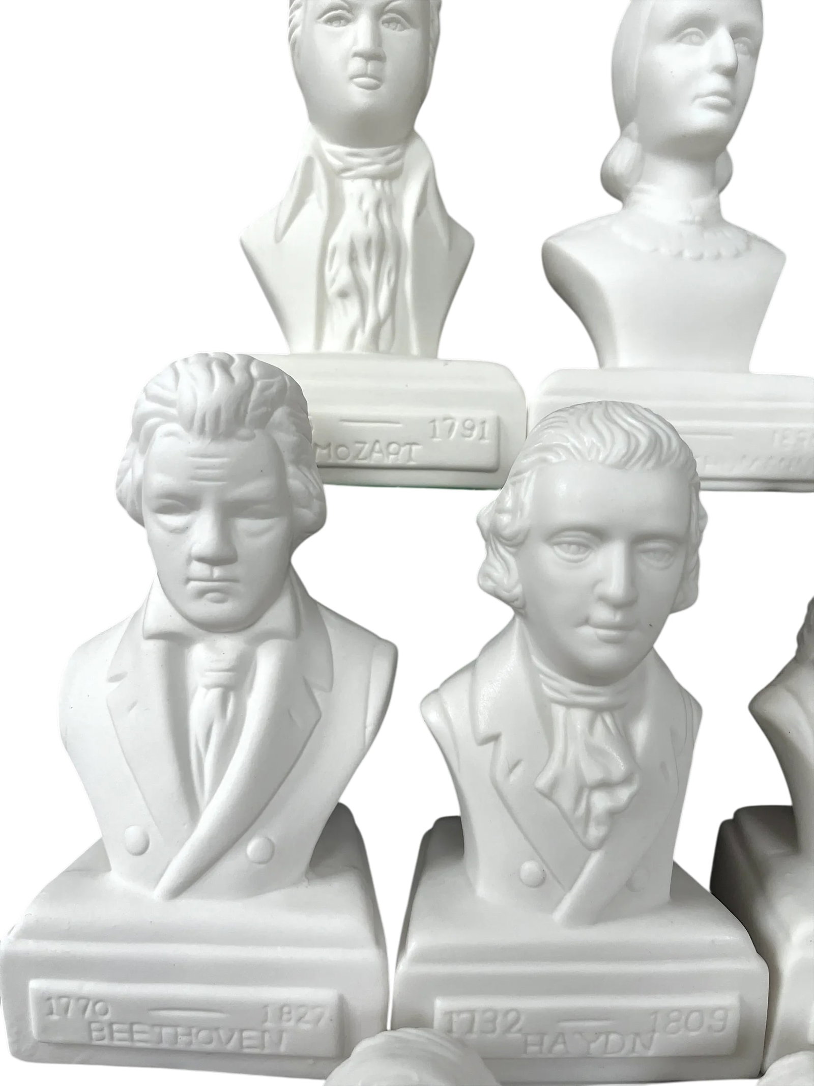 Vintage Famous Composers White Porcelain Bisque Busts Set of 10 - 2