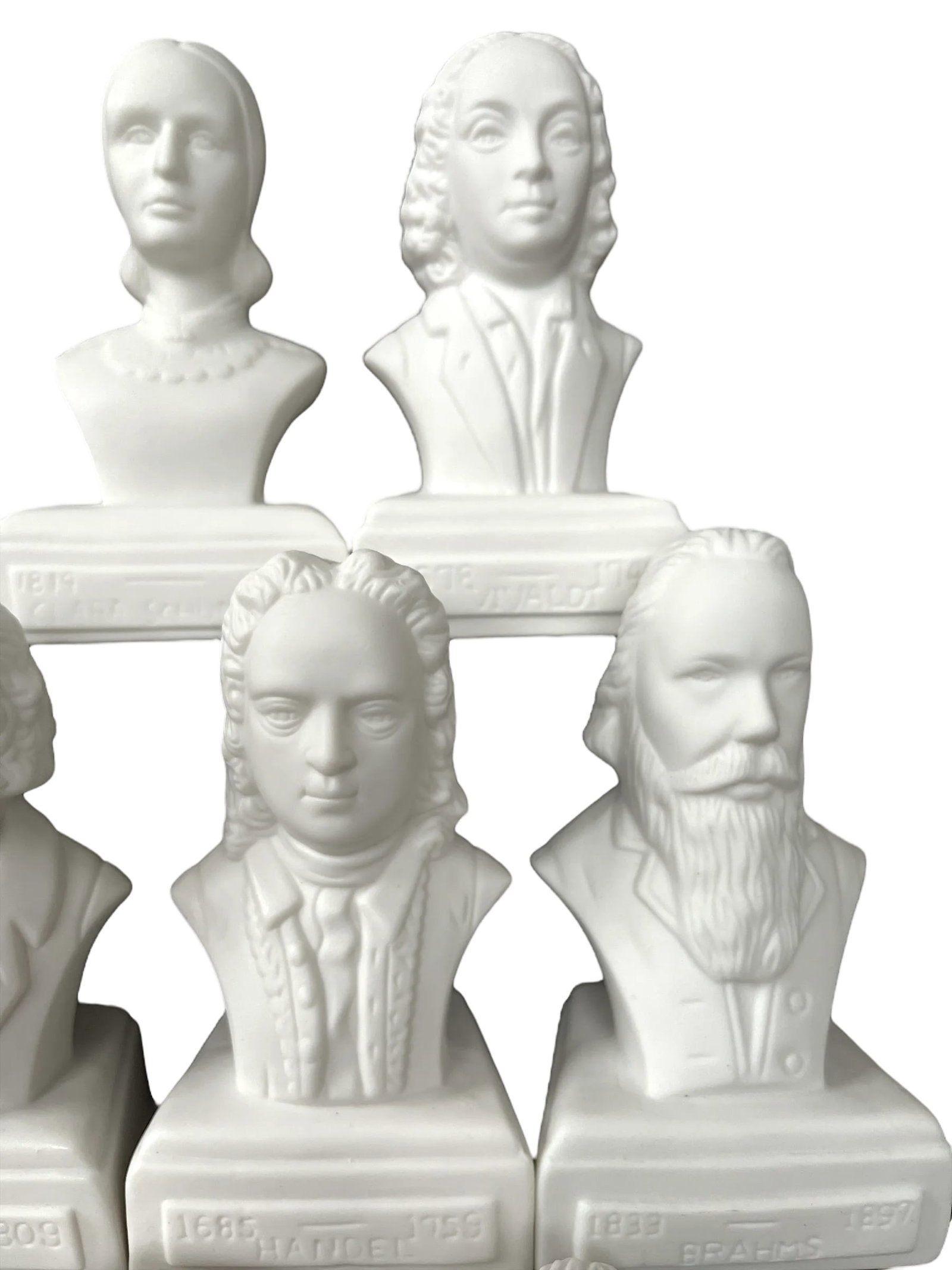 Vintage Famous Composers White Porcelain Bisque Busts Set of 10 - 3