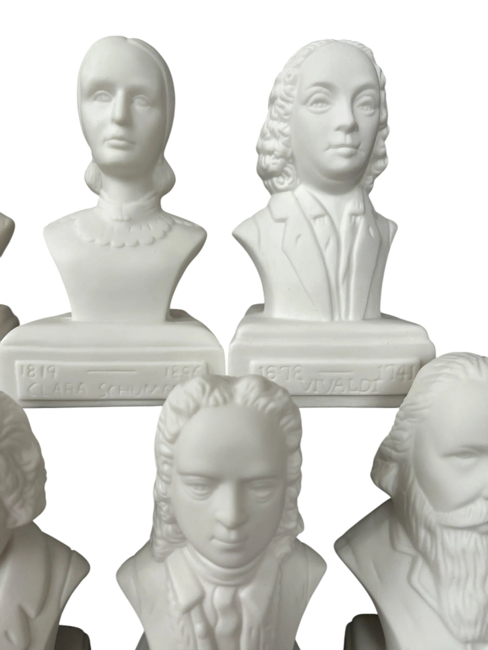Vintage Famous Composers White Porcelain Bisque Busts Set of 10 - 4