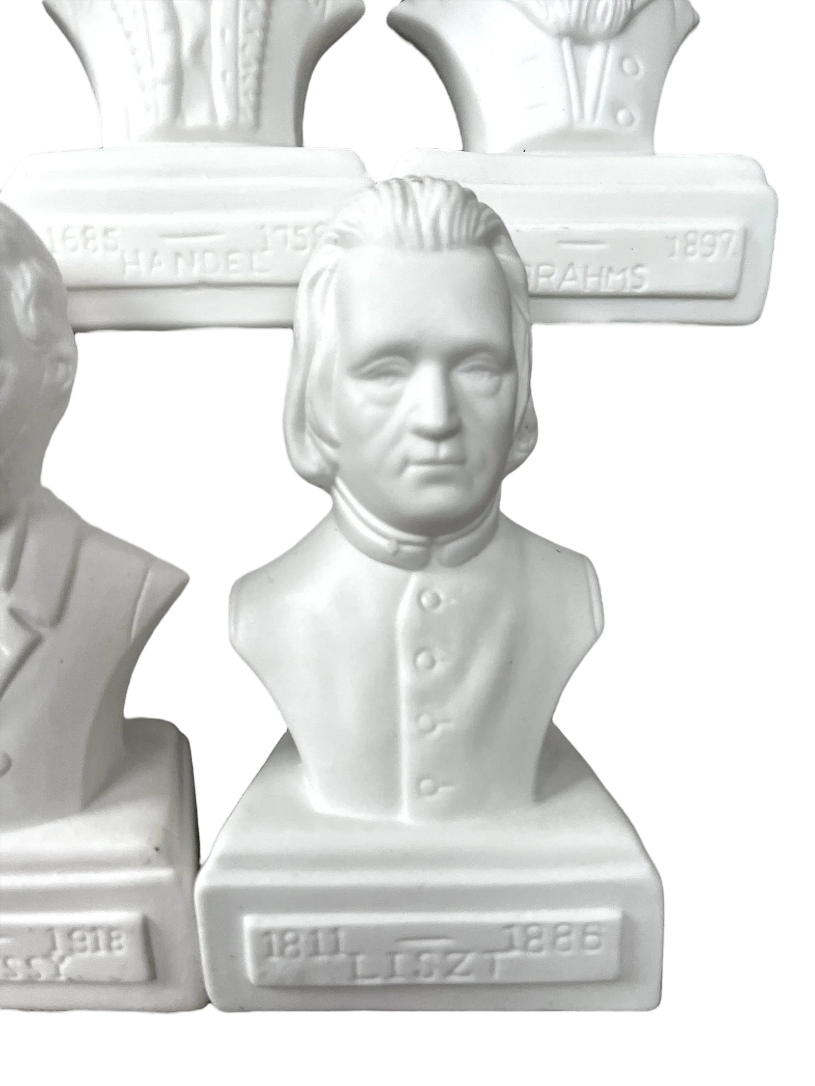 Vintage Famous Composers White Porcelain Bisque Busts Set of 10 - 5