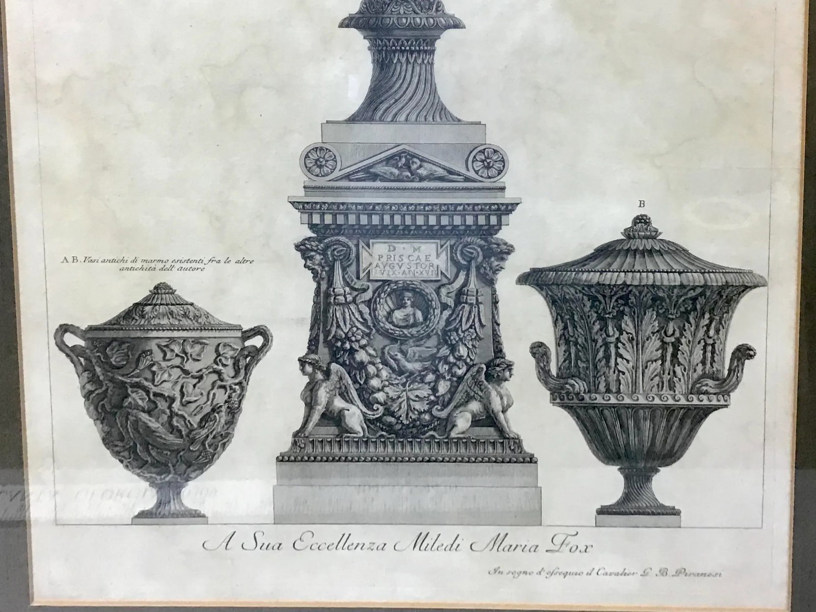 Three Marble Vases and a Sarcophagus. Etching by g.b. Piranesi, - 3