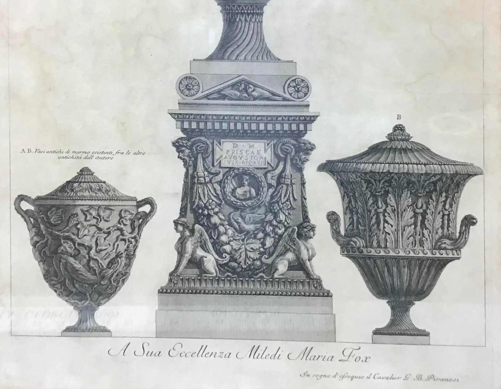 Three Marble Vases and a Sarcophagus. Etching by g.b. Piranesi, - 4