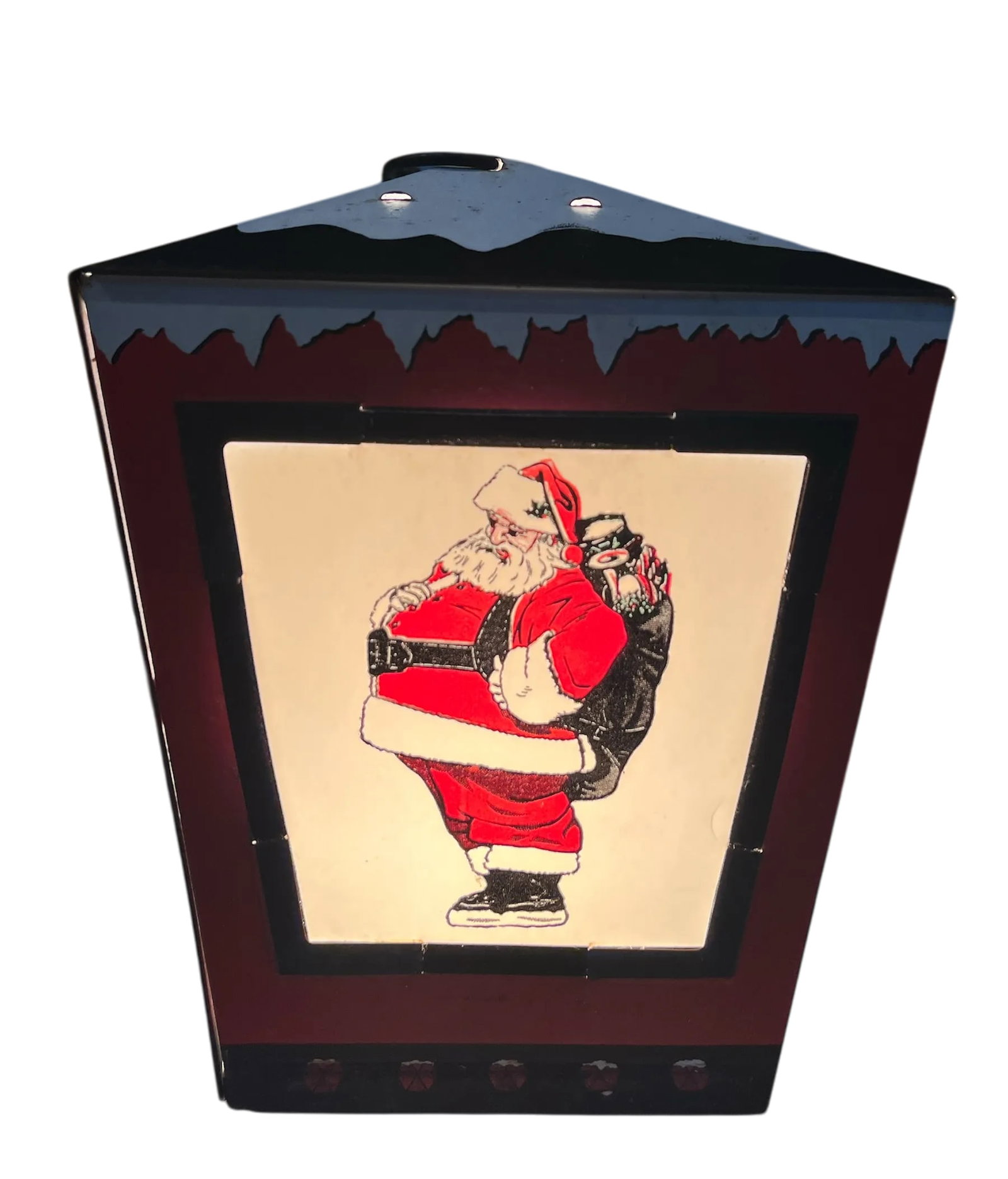 Vintage 1950s Christmas Lanterns With Four Designs, Santa Claus, Christmas Tree and Wreath Lamp - a - 6