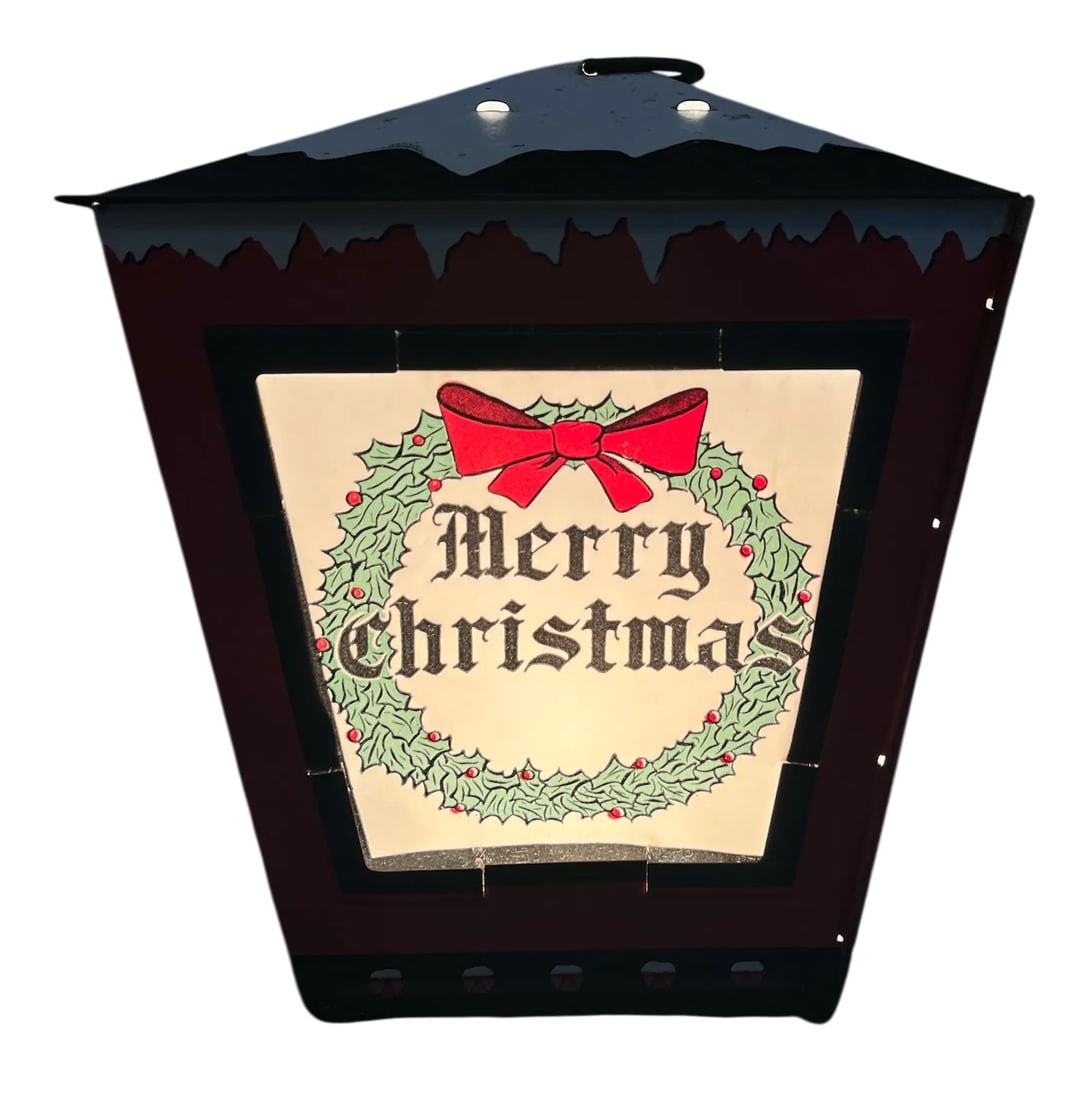 Vintage 1950s Christmas Lanterns With Four Designs, Santa Claus, Christmas Tree and Wreath Lamp - a - 7