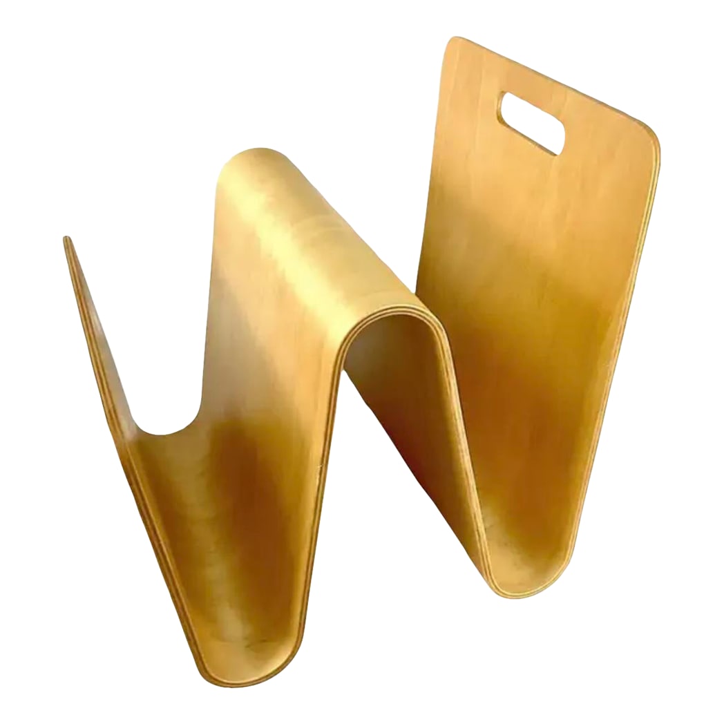 Mid-Century "W" Molded Plywood Magazine Rack in the Style of Alvar Aalto (1 of 8)