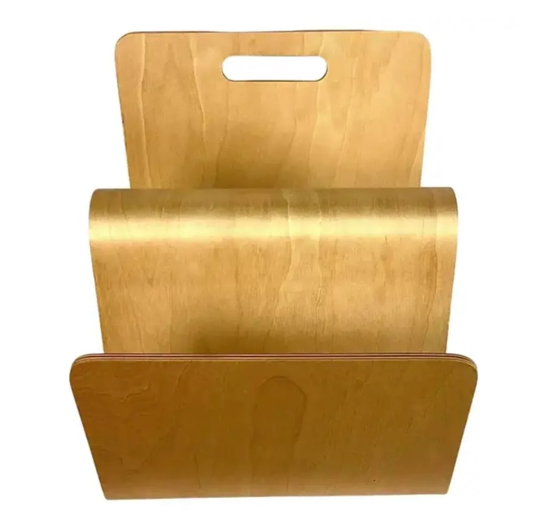 Mid-Century "W" Molded Plywood Magazine Rack in the Style of Alvar Aalto - 4