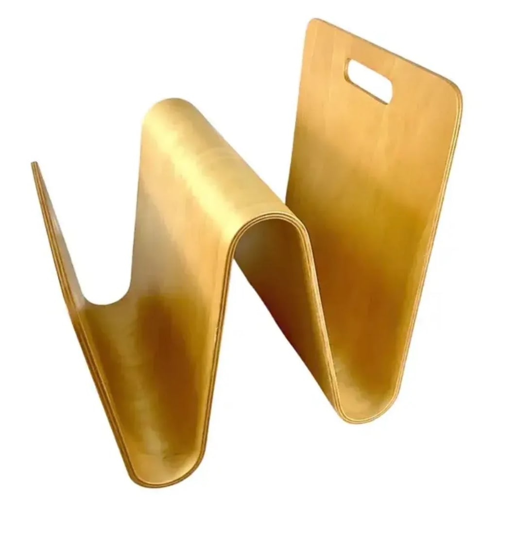 Mid-Century "W" Molded Plywood Magazine Rack in the Style of Alvar Aalto - 8