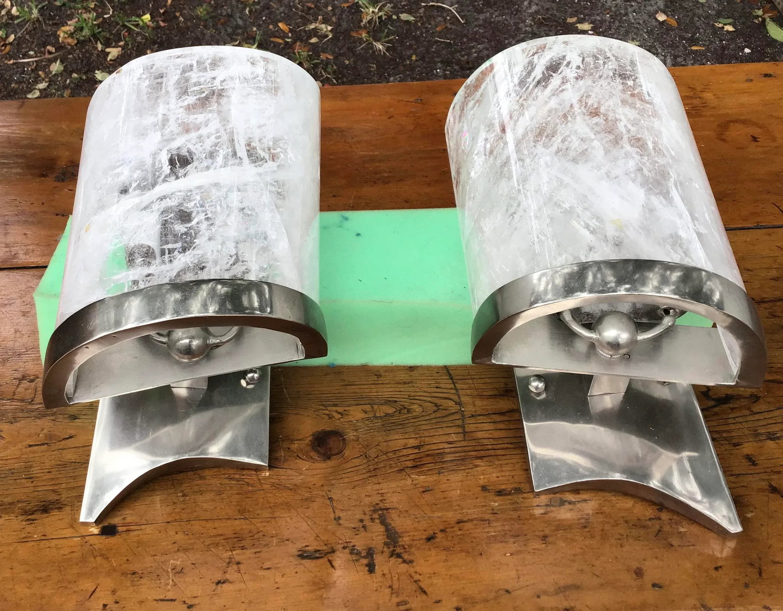 Rock Crystal and Chrome Wall Sconces - a Pair - 7