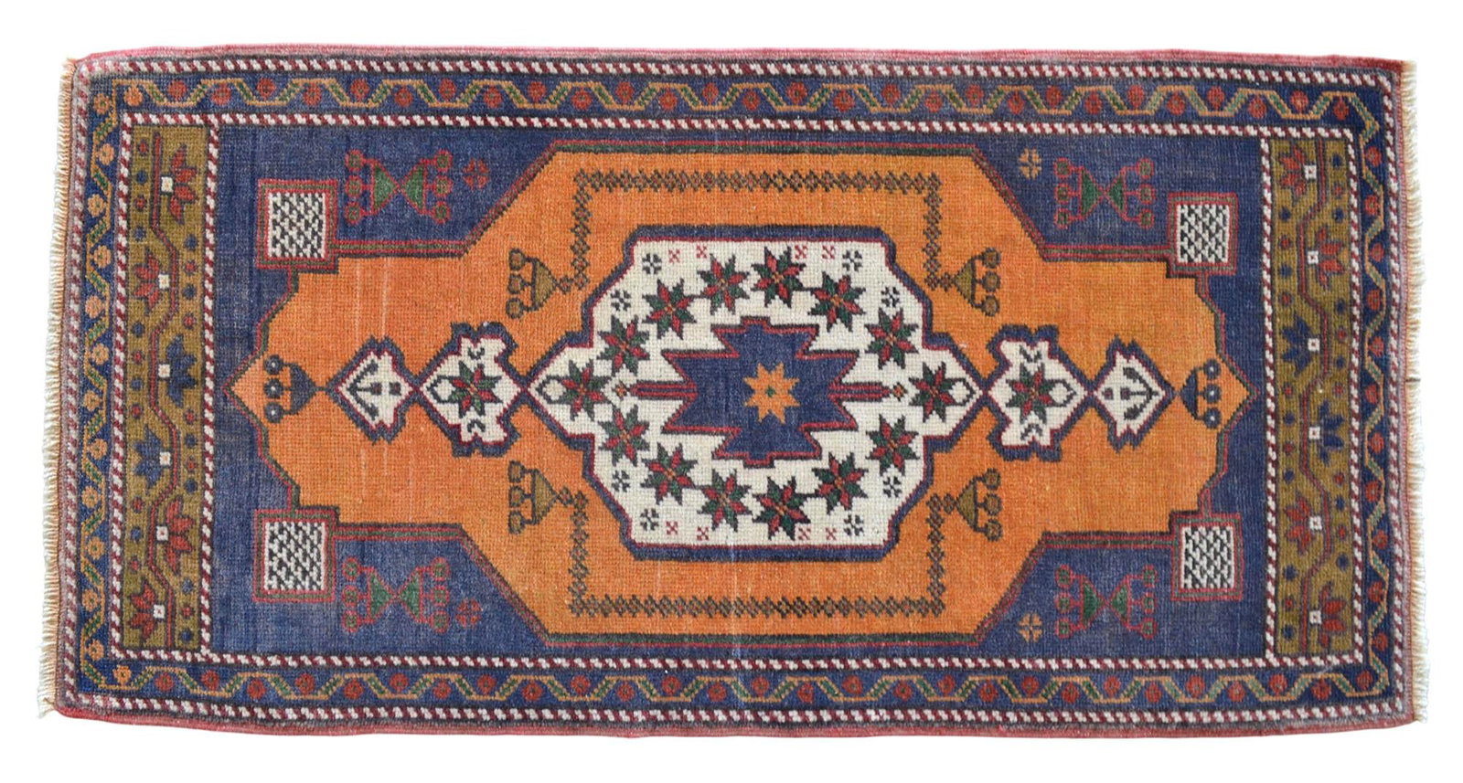 Hand Knotted Small Oushak Rug. Low Pile Entryway Decor DoorMat - 23'' X 46'' - 6