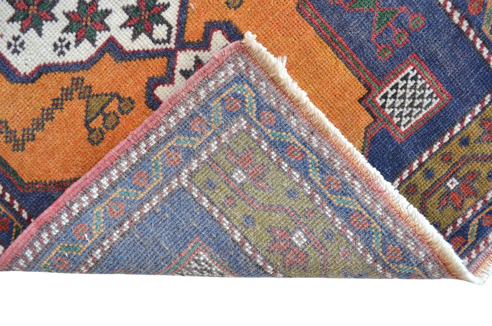 Hand Knotted Small Oushak Rug. Low Pile Entryway Decor DoorMat - 23'' X 46'' - 8