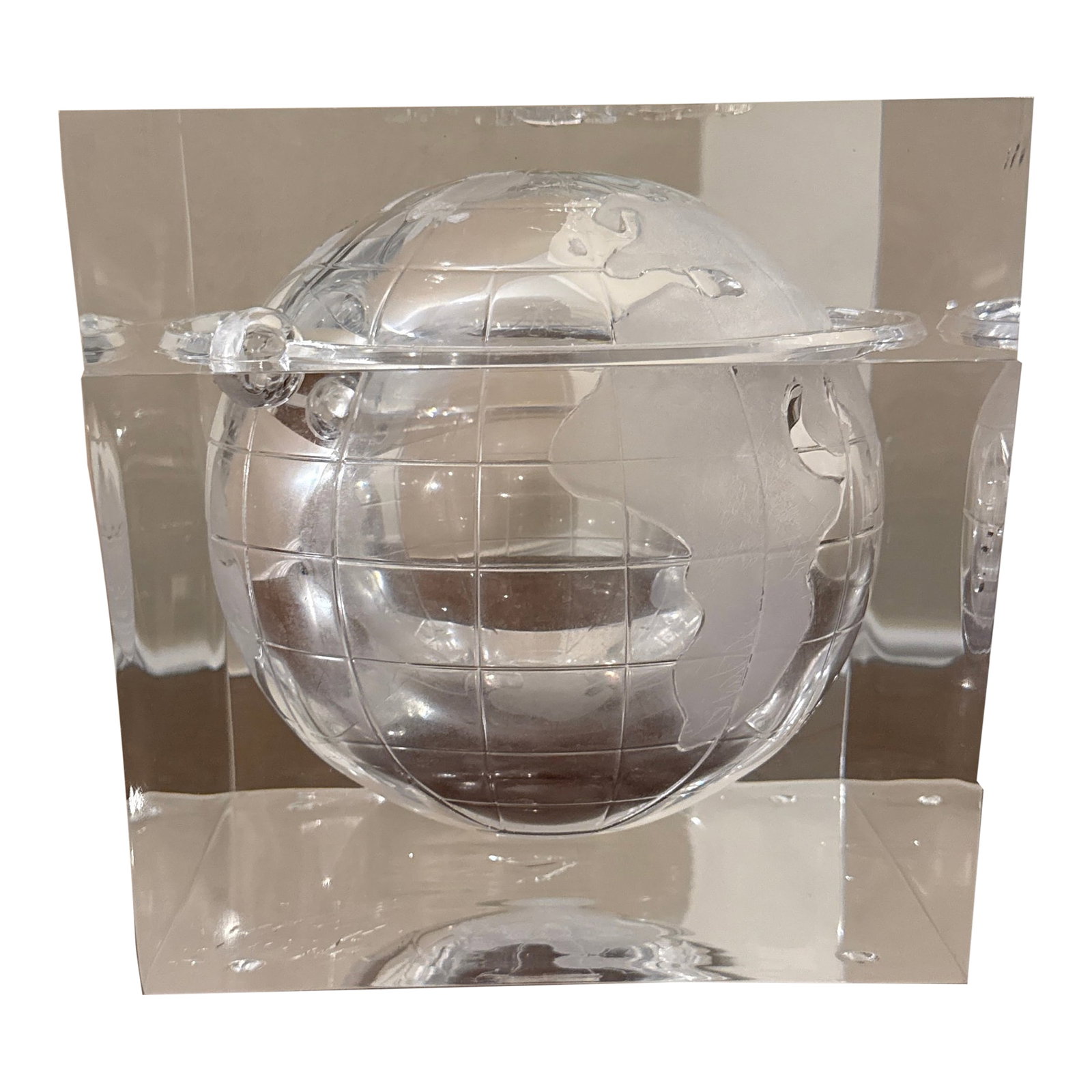 World Globe Acrylic Cube Ice Bucket by Alessandro Albrizzi, 1960s (1 of 11)