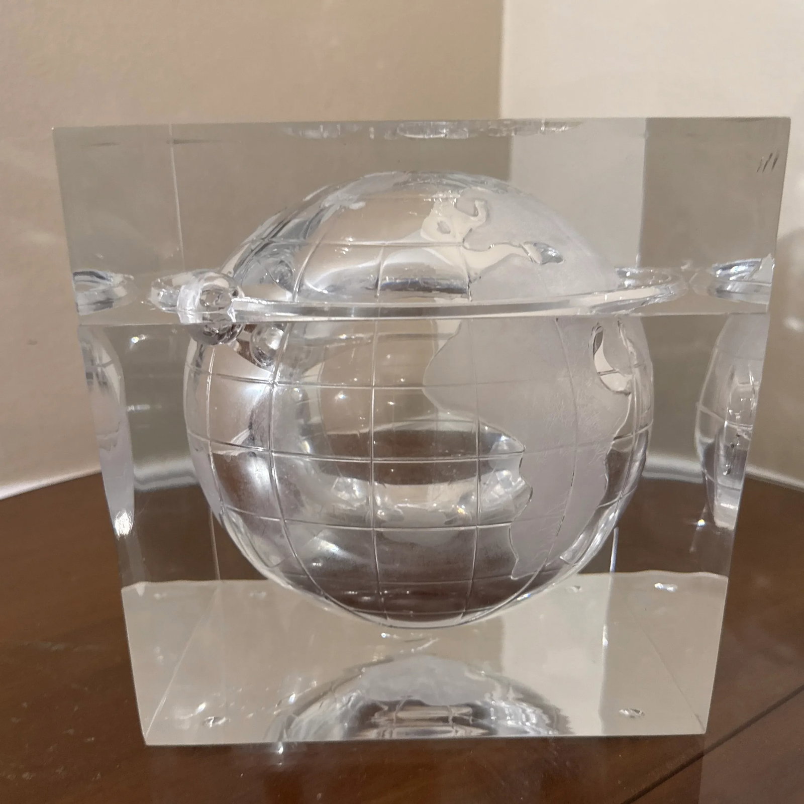 World Globe Acrylic Cube Ice Bucket by Alessandro Albrizzi, 1960s - 2