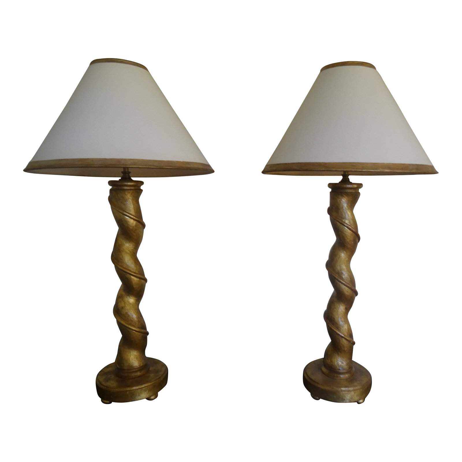 Late 20th Century Gilt Column Lamp From Richard Lindley a Pair (1 of 6)