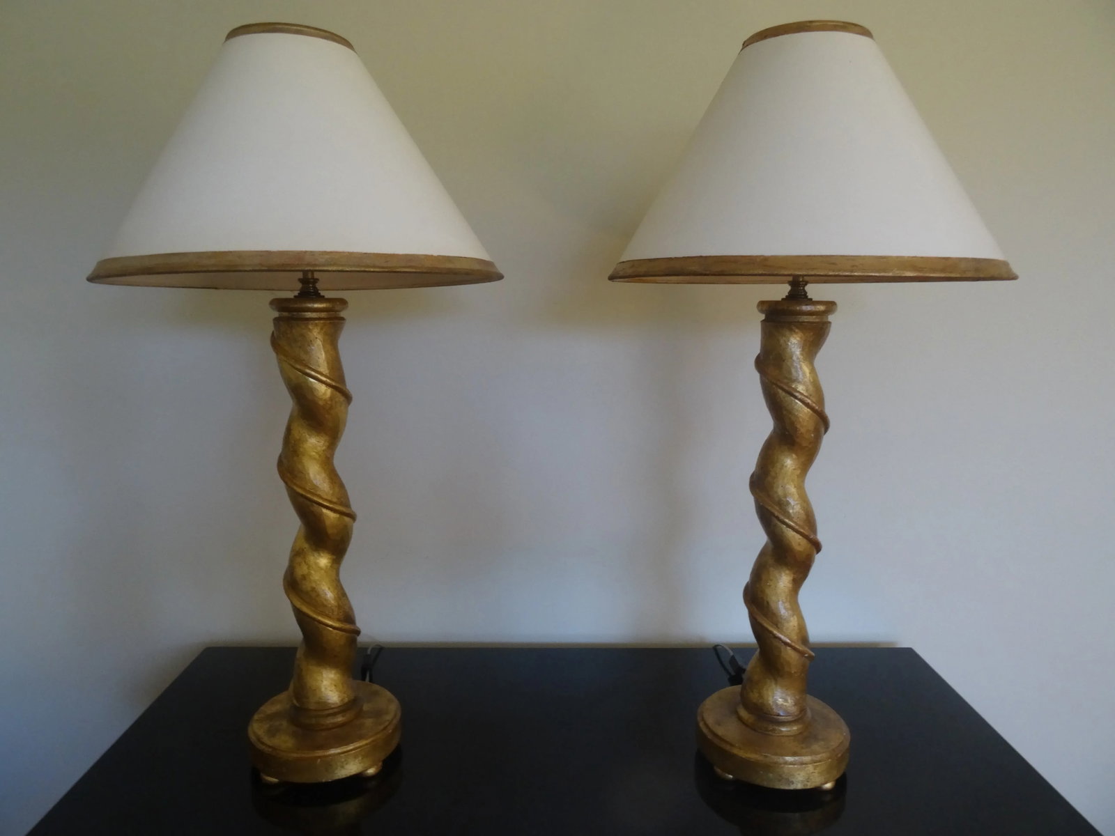 Late 20th Century Gilt Column Lamp From Richard Lindley a Pair - 2