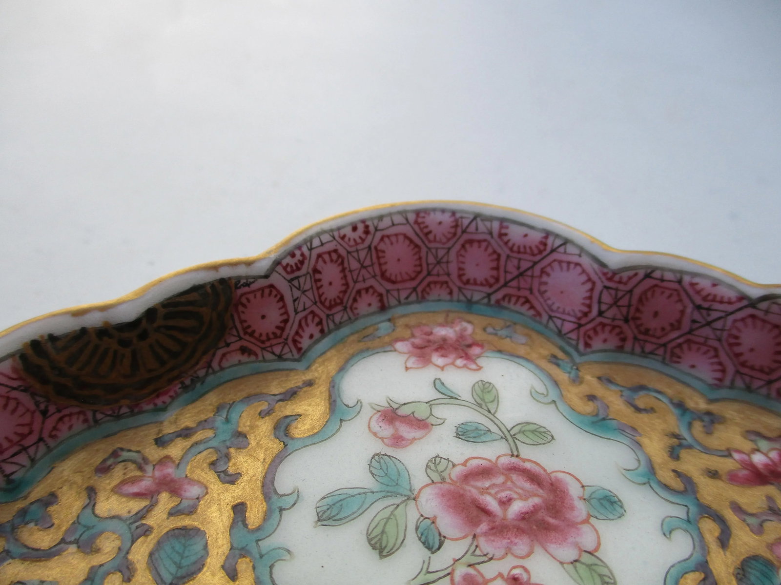 Antique Chinese Enamel on Porcelain Serving Tray - 7