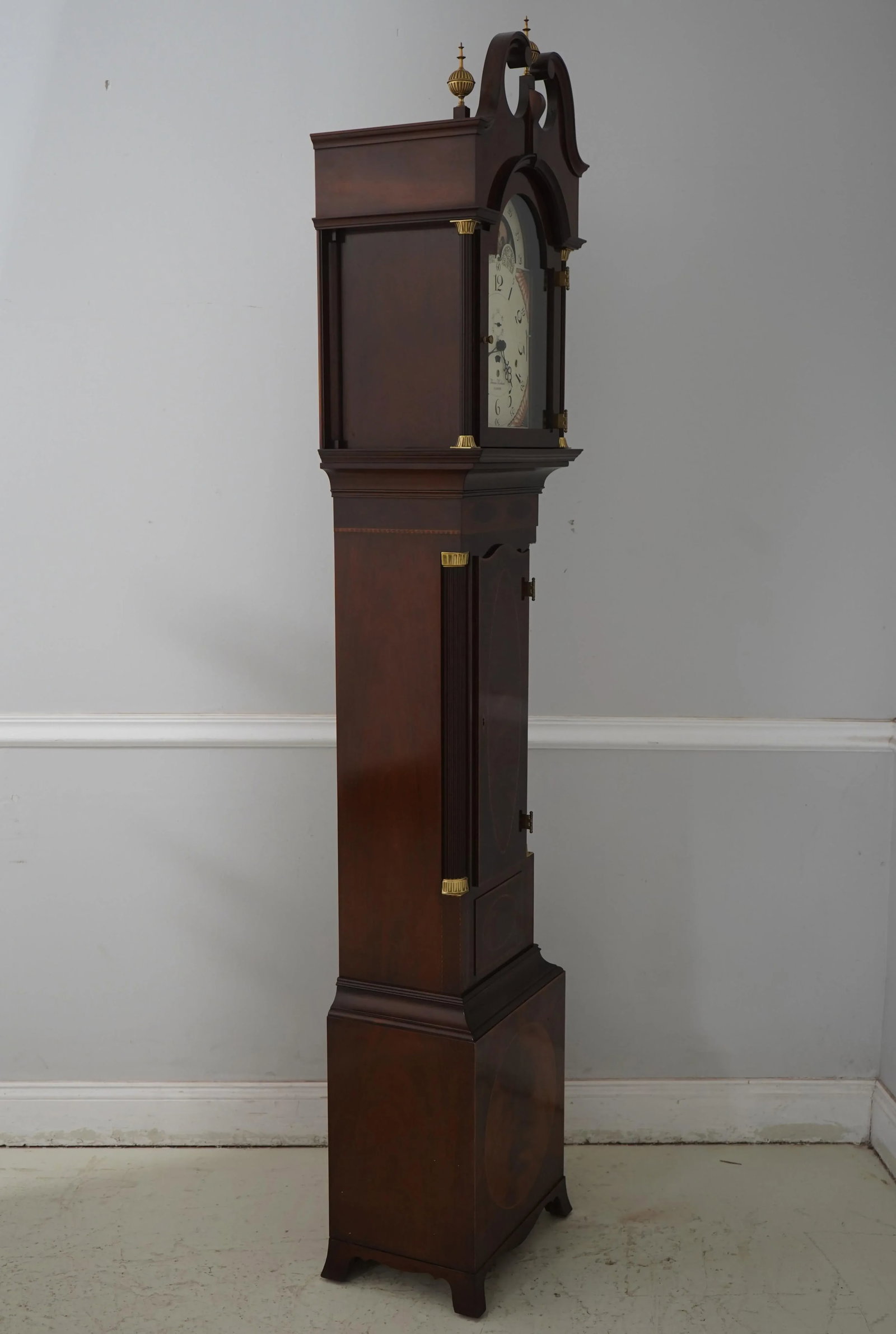 Sligh Thomas Harland Inlaid Mahogany Grandfather Clock - 2