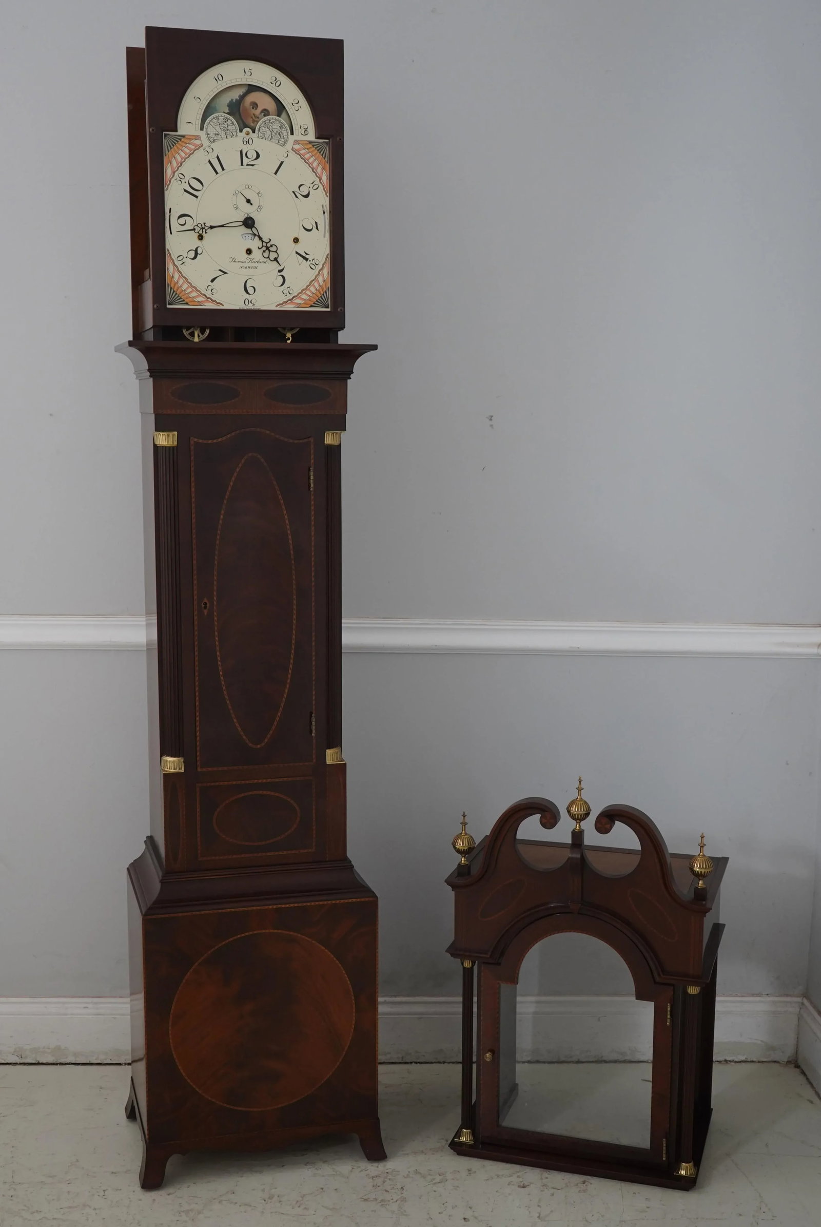 Sligh Thomas Harland Inlaid Mahogany Grandfather Clock - 6