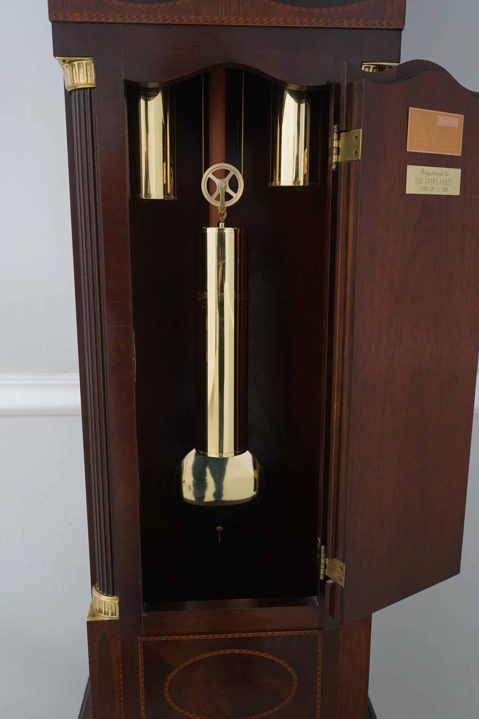 Sligh Thomas Harland Inlaid Mahogany Grandfather Clock - 8
