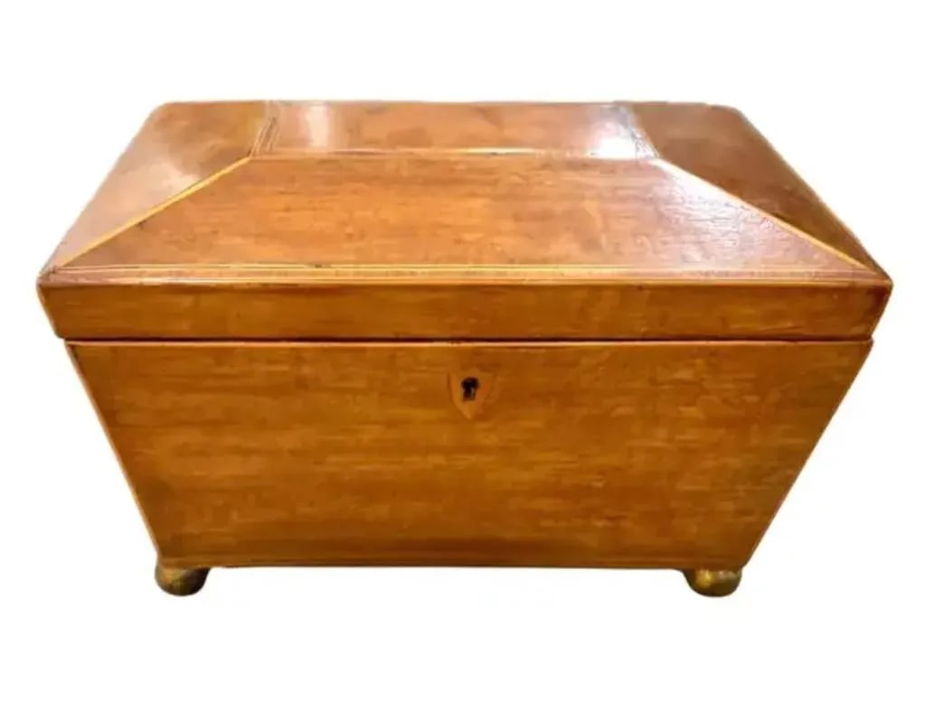 English Regency Sarcophagus Shaped Tea Caddy - 11