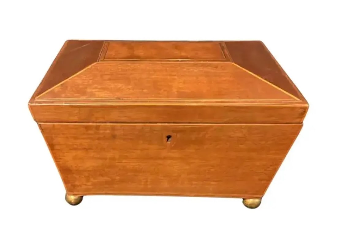English Regency Sarcophagus Shaped Tea Caddy - 2