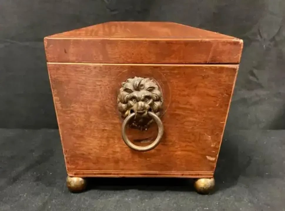 English Regency Sarcophagus Shaped Tea Caddy - 9