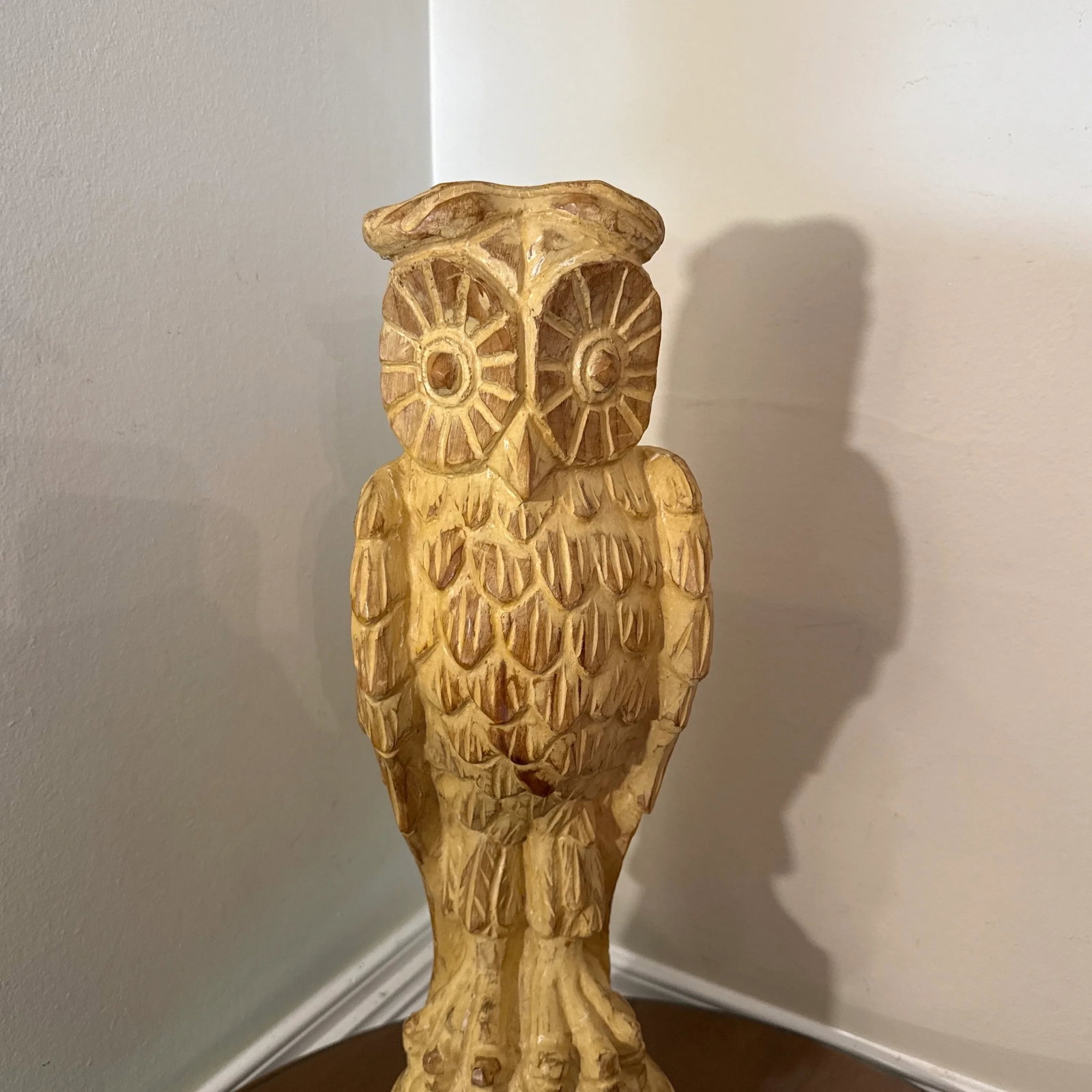 Vintage 1970 Hand Carved Owl Sculputure by Sarrid LTD - 2