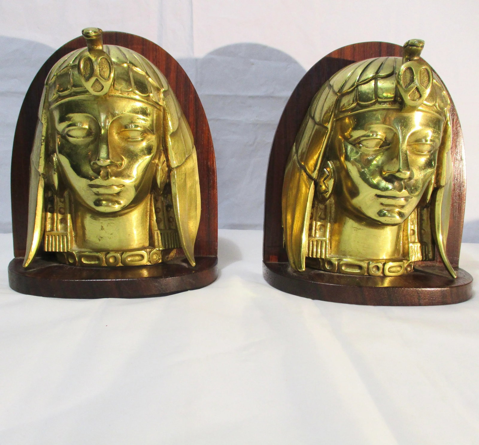 Art Deco Egyptian Revival Brass Bookends - a Pair - 7