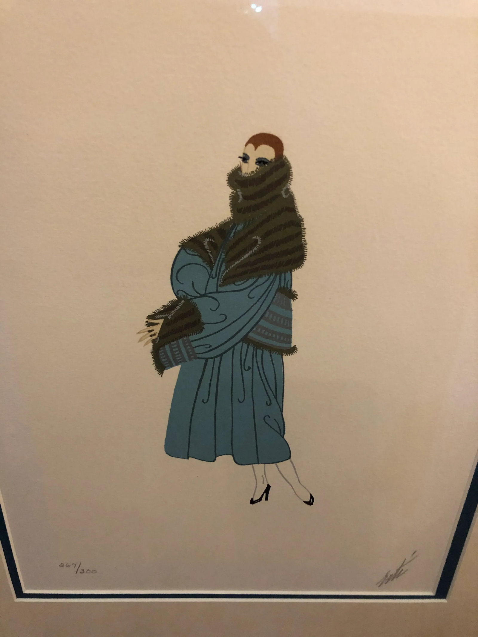 Collectible Signed Erte Lithograph of Woman - 2