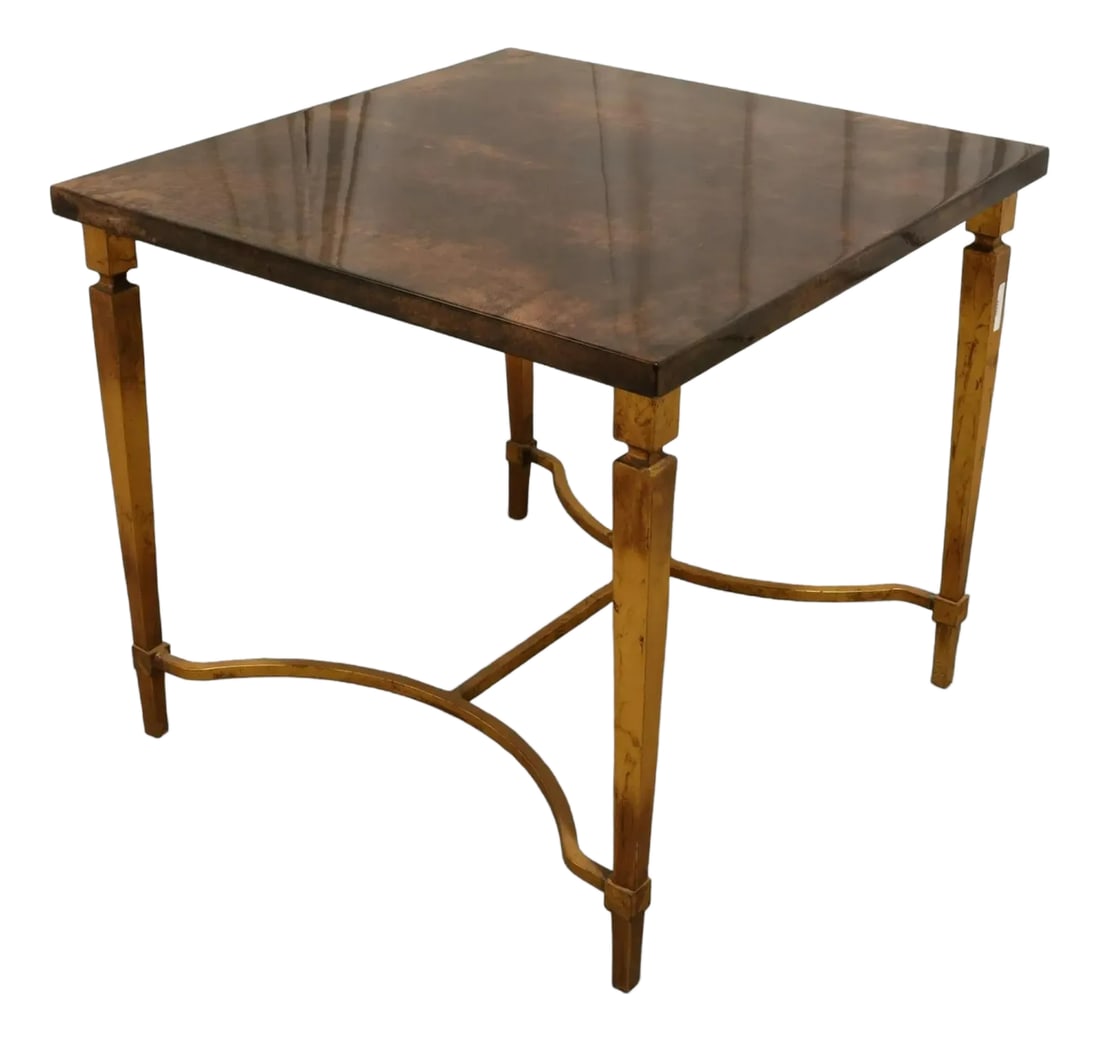 Aldo Tura Goat Skin and Bronze Side Table, C. 1960 (1 of 8)