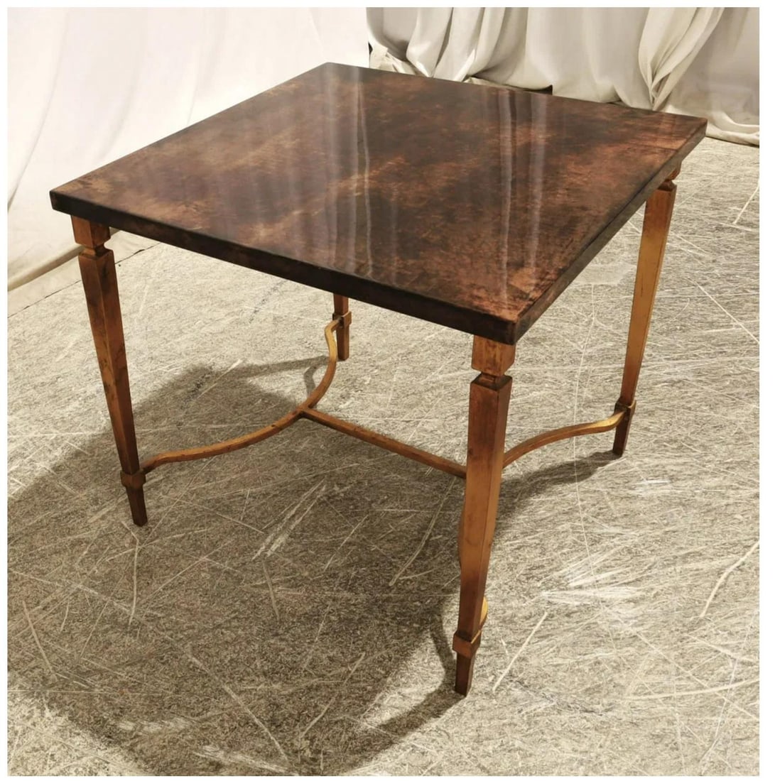 Aldo Tura Goat Skin and Bronze Side Table, C. 1960 - 5