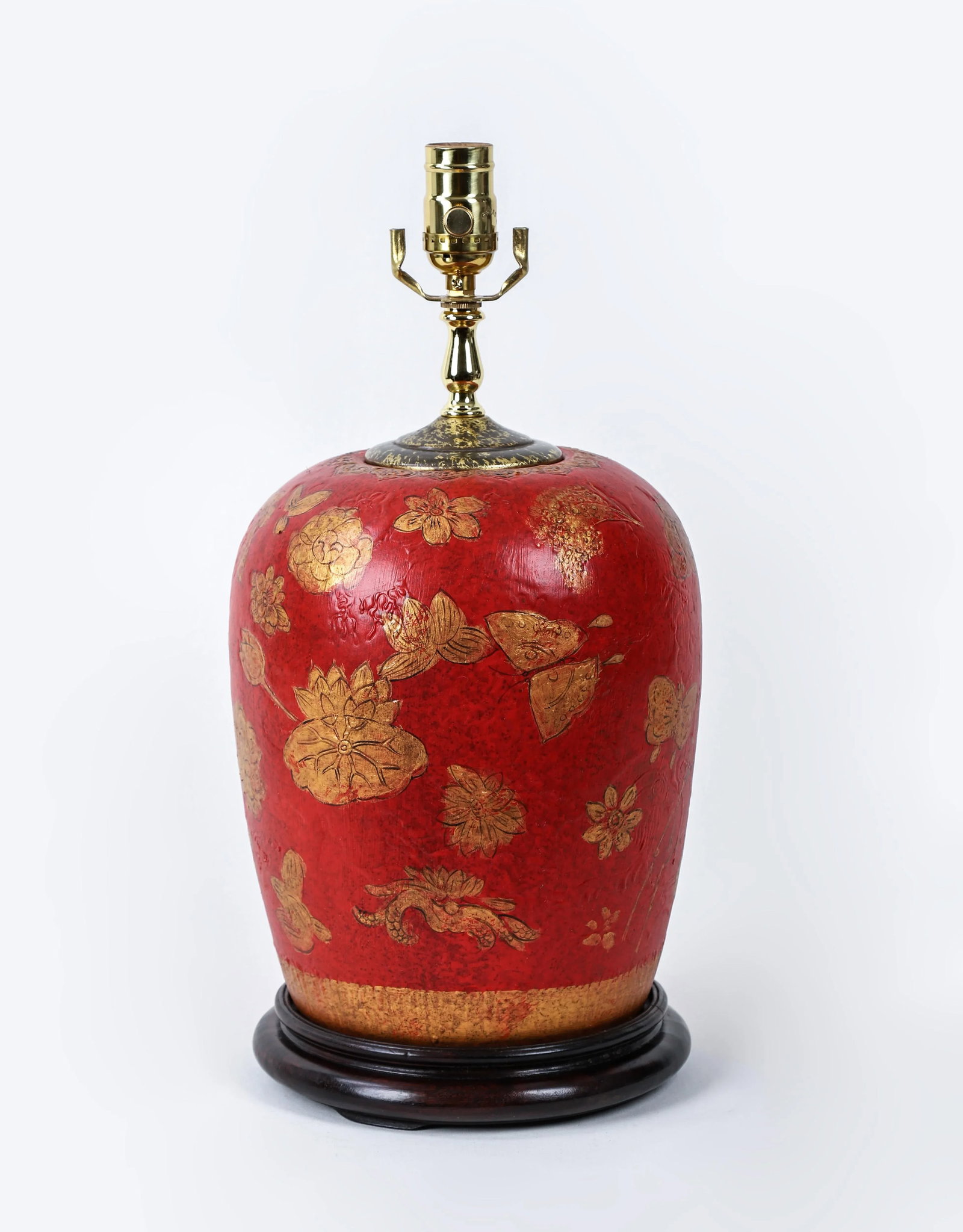 Red Hand Painted Flower Table Lamp - 10